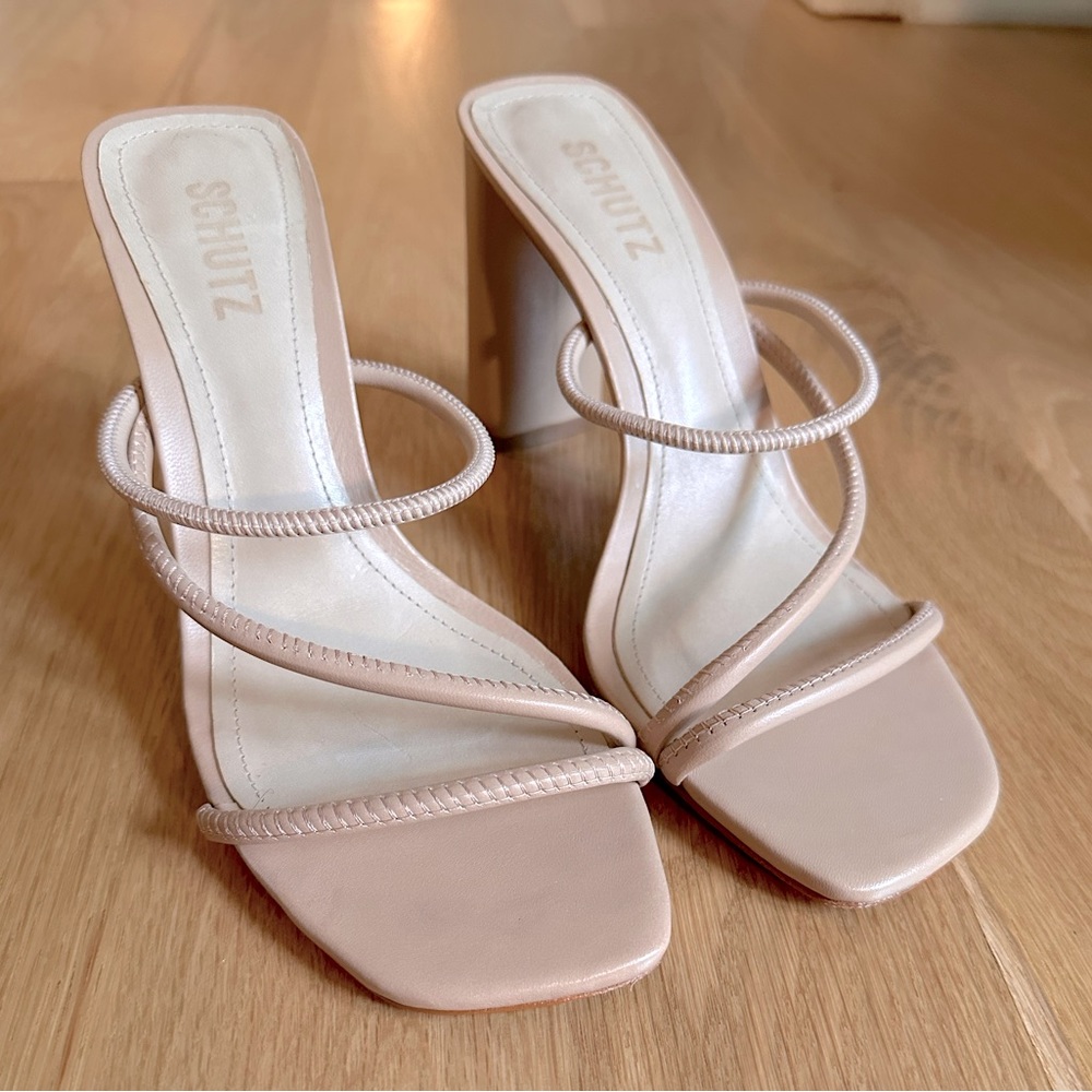 Schutz Chessie Nude Leather Heels 7.5